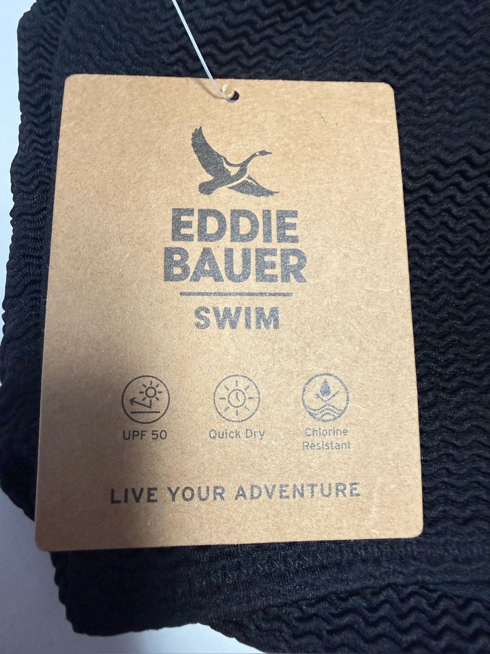 NWT Eddie Bauer Women’s Black textured High-Neck Swim Set - Top & Boyshorts M - Picture 10 of 16